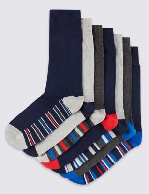 7 Pairs of Freshfeet&trade; Stay Soft Cotton Rich Assorted Socks with Silver Technology